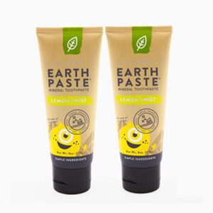 redmond earthpaste - natural non-fluoride toothpaste, 4 ounce tube (2 pack, lemon twist)