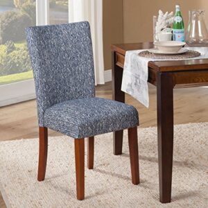 HomePop Parsons Classic Upholstered Accent Dining Chair, Set of 2, Navy