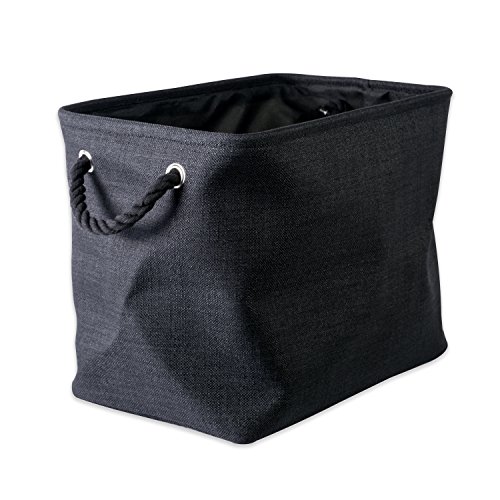 DII Collapsible Variegated Polyester Storage Bin, Large, Black