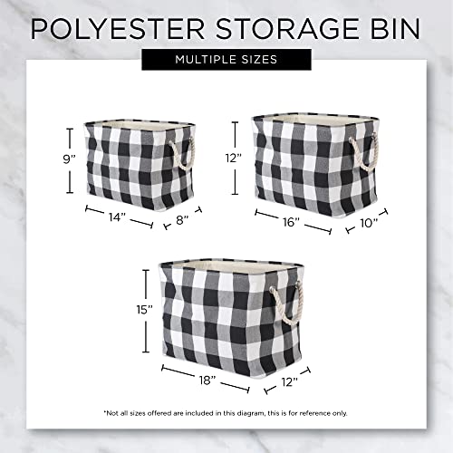 DII Collapsible Variegated Polyester Storage Bin, Large, Black