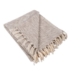 dii rustic farmhouse throw blanket with decorative tassels, use for chair, couch, bed, picnic, camping, beach, & just staying cozy at home (50 x 60), variegated brown