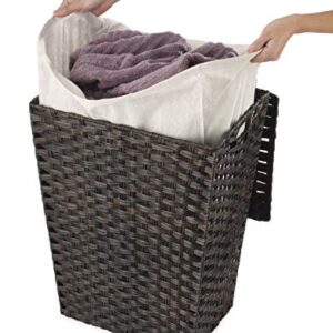 Whitmor Rattique Laundry Hamper with Lid and Removable Liner - Espresso