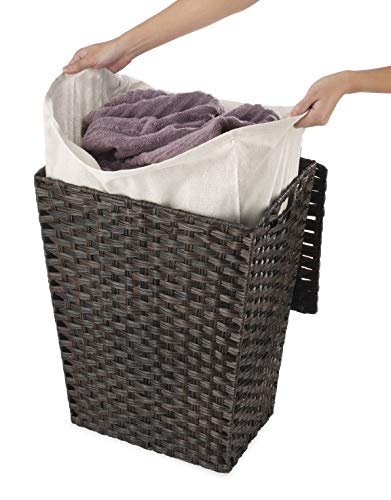 Whitmor Rattique Laundry Hamper with Lid and Removable Liner - Espresso