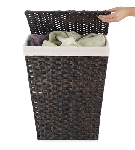 Whitmor Rattique Laundry Hamper with Lid and Removable Liner - Espresso