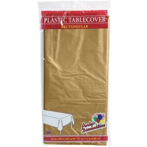 plastic party tablecloths - disposable, rectangular tablecovers - 4 pack - gold - by party dimensions