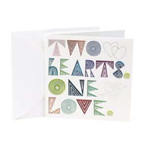 hallmark studio ink wedding card or bridal shower card (two hearts one love) (0399rzj5045)