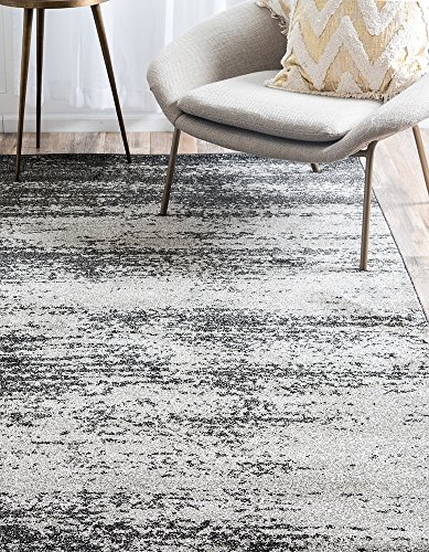 Unique Loom Del Mar Collection Area Rug - Lucille (5' 3" x 8' Rectangle, Dark Gray/ Ivory)