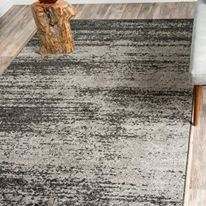 Unique Loom Del Mar Collection Area Rug - Lucille (5' 3" x 8' Rectangle, Dark Gray/ Ivory)
