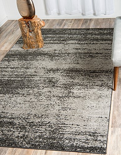 Unique Loom Del Mar Collection Area Rug - Lucille (5' 3" x 8' Rectangle, Dark Gray/ Ivory)