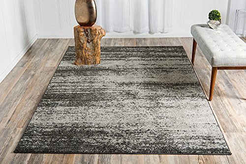 Unique Loom Del Mar Collection Area Rug - Lucille (5' 3" x 8' Rectangle, Dark Gray/ Ivory)