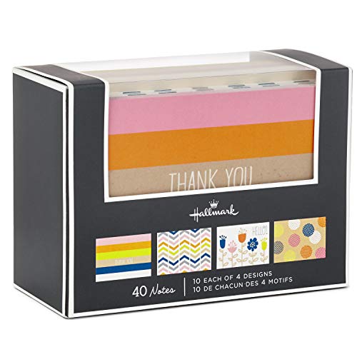 Hallmark Blank Cards (Stripes, Dots, Flowers, 40 Cards with Envelopes), Model Number: 5WDN2067