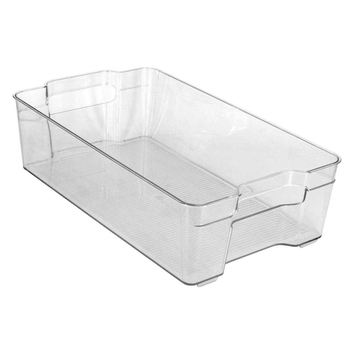 Glad Plastic Refrigerator Storage Bin with Handles | Clear Stackable Container for Fridge & Freezer Food, Produce, Pop | Heavy Duty Kitchen Organizer Box, 14.5” x 8.34” x 4