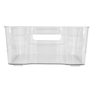 Glad Plastic Refrigerator Storage Bin with Handles | Clear Stackable Container for Fridge & Freezer Food, Produce, Pop | Heavy Duty Kitchen Organizer Box, 14.5” x 8.34” x 4