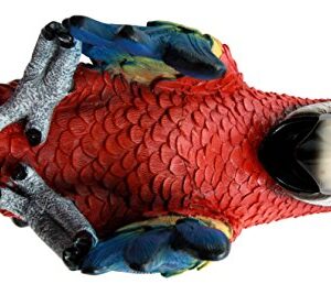Ebros Gift Tropical Rio Rainforest Red Scarlet Macaw Parrot Wine Bottle Holder Caddy Figurine 10.25" Long Kitchen Dining Party Hosting Decor Statue of South American Evergreen Forest Birds