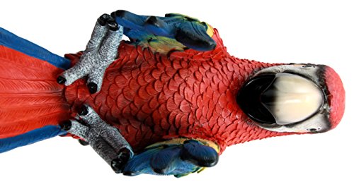 Ebros Gift Tropical Rio Rainforest Red Scarlet Macaw Parrot Wine Bottle Holder Caddy Figurine 10.25" Long Kitchen Dining Party Hosting Decor Statue of South American Evergreen Forest Birds