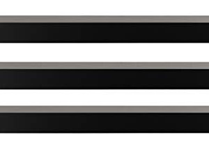 Kiera Grace Set of Three Maine Simple & Classic Decorative Engineered Wood Floating Wall Shelves for Home, Room, & Office, 24" L x 4.75" W x 3" H, Black