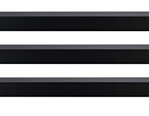 Kiera Grace Set of Three Maine Simple & Classic Decorative Engineered Wood Floating Wall Shelves for Home, Room, & Office, 24" L x 4.75" W x 3" H, Black