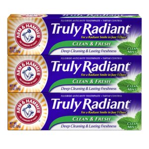 Arm & Hammer Clean & Fresh Truly Radiant Toothpaste, 4.3 oz, 3 Count (Packaging May Vary)