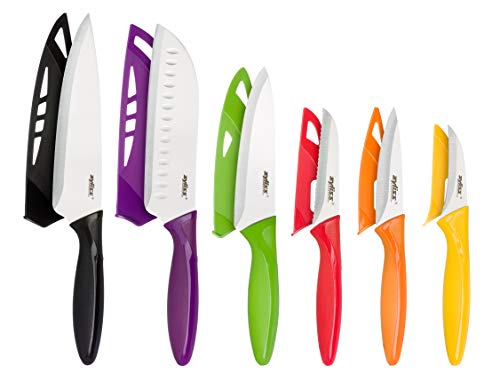 Zyliss E920144 6 Piece Knife Set | Multiple Sizes | Stainless Steel | Multicolour | 6 x Kitchen Knives With Protection Covers | Dishwasher Safe | 5 Year Guarantee