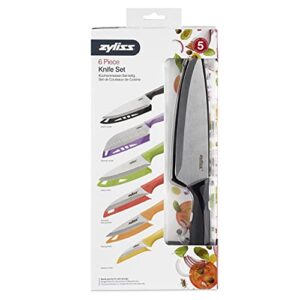 Zyliss E920144 6 Piece Knife Set | Multiple Sizes | Stainless Steel | Multicolour | 6 x Kitchen Knives With Protection Covers | Dishwasher Safe | 5 Year Guarantee