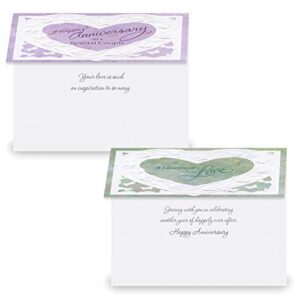 Deluxe Embossed Anniversary Card Value Pack - Set of 16 (8 designs), Large 5" x 7" Wedding Anniversary Cards with Sentiments Inside, White Envelopes