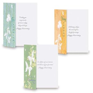 Deluxe Embossed Anniversary Card Value Pack - Set of 16 (8 designs), Large 5" x 7" Wedding Anniversary Cards with Sentiments Inside, White Envelopes
