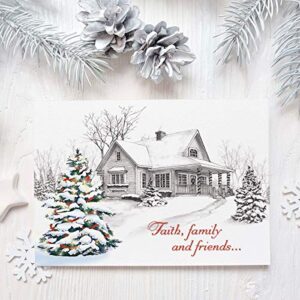 Current Winter Home Personalized Christmas Greeting Cards Set - Set of 18 Large 5 x 7-Inch Folded Cards, Themed Religious Holiday Card Value Pack, Add Names or Text, Envelopes Included