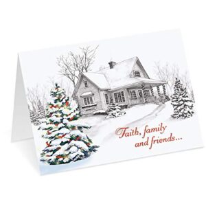 Current Winter Home Personalized Christmas Greeting Cards Set - Set of 18 Large 5 x 7-Inch Folded Cards, Themed Religious Holiday Card Value Pack, Add Names or Text, Envelopes Included