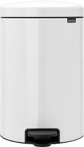 brabantia new icon step trash can (5.3 gal/white) soft closing kitchen garbage/recycling can with removable bucket