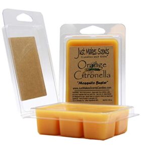 2 pack - orange citronella scented blended soy wax melts | for use indoors | made in the usa by just makes scents candles & gifts