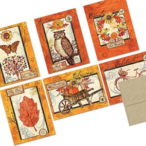 note card cafe christmas greeting card set with envelopes | 72 pack | blank inside, glossy finish | fall blessings | bulk set for greeting cards, occasions, birthdays