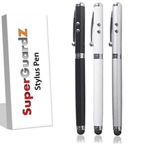 stylus pen, [3 pcs] 4-in-1 universal touch screen stylus + ballpoint pen + pointer + led flashlight for smartphone/tablets ipad iphone samsung etc + extra battery