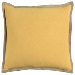 rizzy home t11029 decorative pillow, 22"x22", yellow/brown/neutral