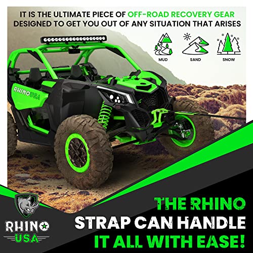 Rhino USA Recovery Tow Strap (3" x 20') Lab Tested 31,518lb Break Strength - Heavy Duty Offroad Straps with Triple Reinforced Loop Ends to Ensure Peace of Mind - Emergency 4x4 Off Road Towing Rope