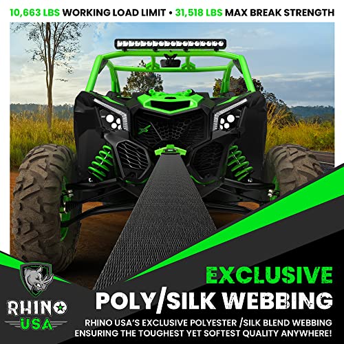 Rhino USA Recovery Tow Strap (3" x 20') Lab Tested 31,518lb Break Strength - Heavy Duty Offroad Straps with Triple Reinforced Loop Ends to Ensure Peace of Mind - Emergency 4x4 Off Road Towing Rope