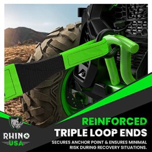 Rhino USA Recovery Tow Strap (3" x 20') Lab Tested 31,518lb Break Strength - Heavy Duty Offroad Straps with Triple Reinforced Loop Ends to Ensure Peace of Mind - Emergency 4x4 Off Road Towing Rope