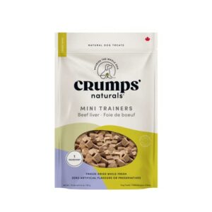 crumps' naturals freeze dried beef liver mini trainers, 3.7oz / 105g, brown