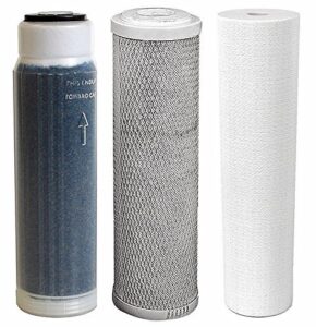 compatible to aquatic life reverse osmosis deionization (rodi) 10" filter kit (sediment cartridge, carbon cartridge, color indicating di cartridge filled with resintech mbd-30 nuclear grade resin)