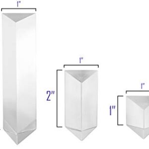 EISCO 6PK Equilateral Prisms 3pc Set - 1", 2", & 4" Lengths, 25mm Face Size - Acrylic - Classroom Pack (Six, 3pc Sets - 18 Pieces Total)