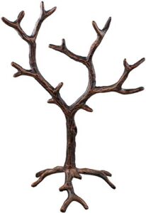 solid metal jewelry tree display stand / decor piece - rustic copper finish