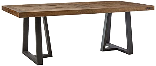 Alpine Furniture Prairie Dining Table, 84" W x 42" D x 30" H, Reclaimed Natural and Black Finish