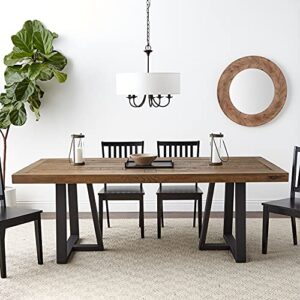 Alpine Furniture Prairie Dining Table, 84" W x 42" D x 30" H, Reclaimed Natural and Black Finish