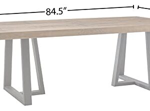 Alpine Furniture Prairie Dining Table, 84" W x 42" D x 30" H, Reclaimed Natural and Black Finish