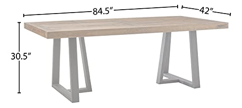 Alpine Furniture Prairie Dining Table, 84" W x 42" D x 30" H, Reclaimed Natural and Black Finish