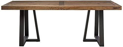 Alpine Furniture Prairie Dining Table, 84" W x 42" D x 30" H, Reclaimed Natural and Black Finish