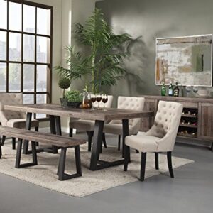 Alpine Furniture Prairie Dining Table, 84" W x 42" D x 30" H, Reclaimed Natural and Black Finish