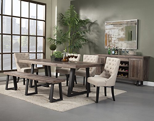 Alpine Furniture Prairie Dining Table, 84" W x 42" D x 30" H, Reclaimed Natural and Black Finish