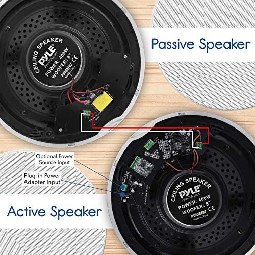 Pyle Pair 6.5” Bluetooth Universal Flush Mount in-Wall in-Ceiling 2-Way Speaker System Dual Polypropylene Cone & Polymer Tweeter Stereo Sound 300 Watts (PDICBT67), Black