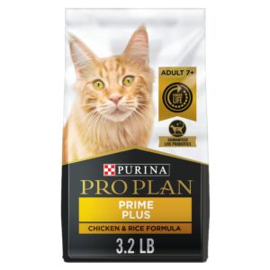 purina pro plan senior cat food with probiotics for cats, chicken and rice formula - 3.2 lb. bag