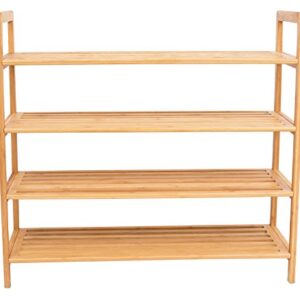 BirdRock Home Free Standing Bamboo Shoe Rack - 4 Tier - Wood - Closets and Entryway - Organizer - Fits 12 Pairs of Shoes